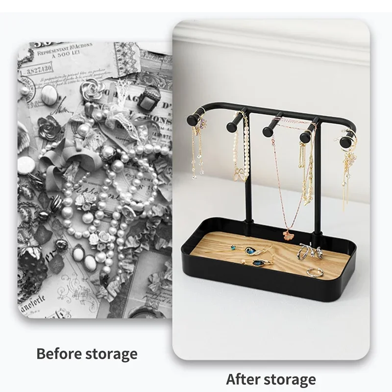 1 قطعة مجوهرات الأزياء رف شاشة أقراط القلائد حلقة سوار مجوهرات تخزين الرف طبقة واحدة أسود أبيض صندوق تخزين #4