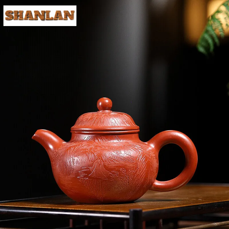 

300ML Exquisite Yixing Purple Clay Teapots Handmade Pot Raw Ore Dahongpao Mud Kettle with Infuser Chinese Zisha Tea Decoration