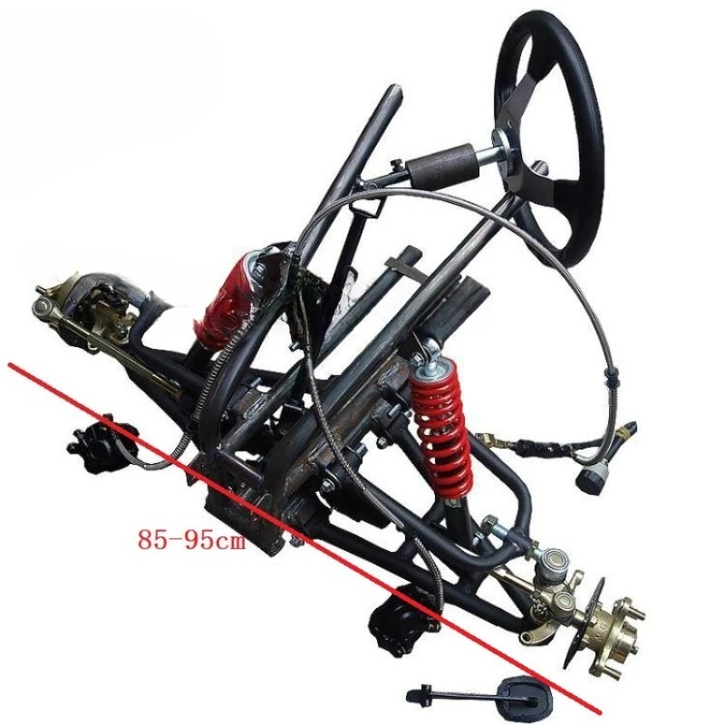 

Kart, stroller, with front steering wheel suspension New condition Metal support Swing arm shock absorber