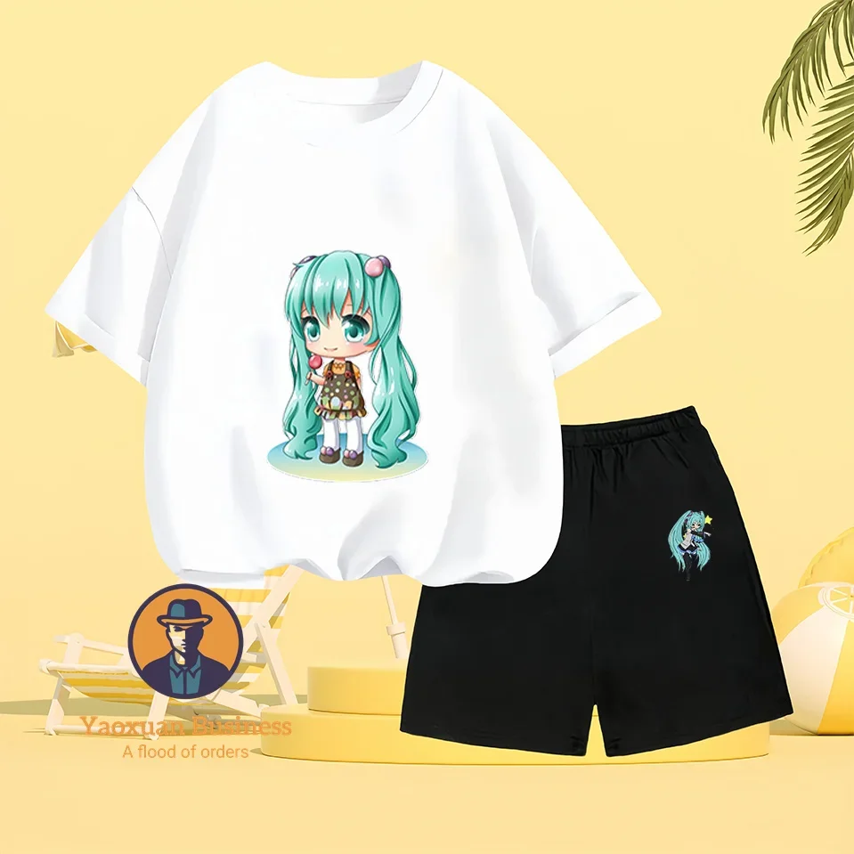

Hatsune Miku Two-dimensional Animation Peripheral Student Cartoon Cute Summer Short-sleeved Male and Female Couple Pain Clothes