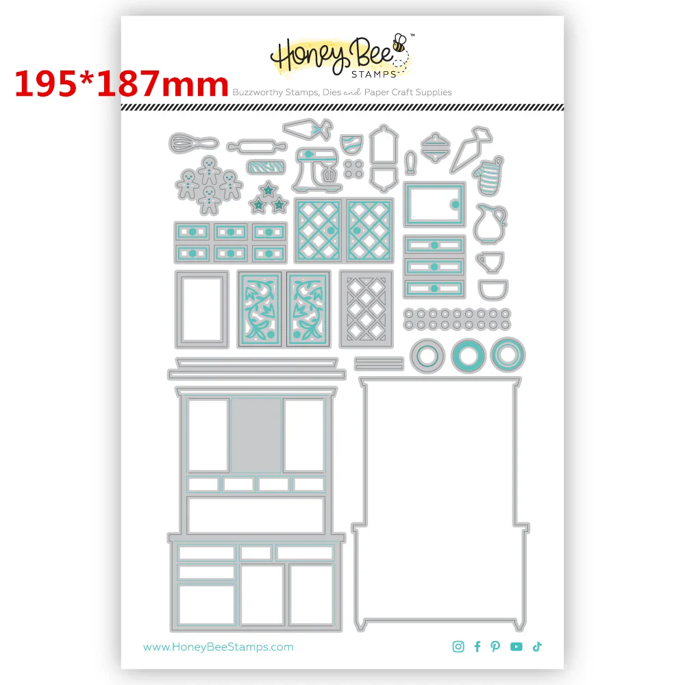 Layer Hoosier Cabinet Christmas Cutting Dies for New 2024 Scrapbooking Paper Making Bee Frame Craft Card no Stamps