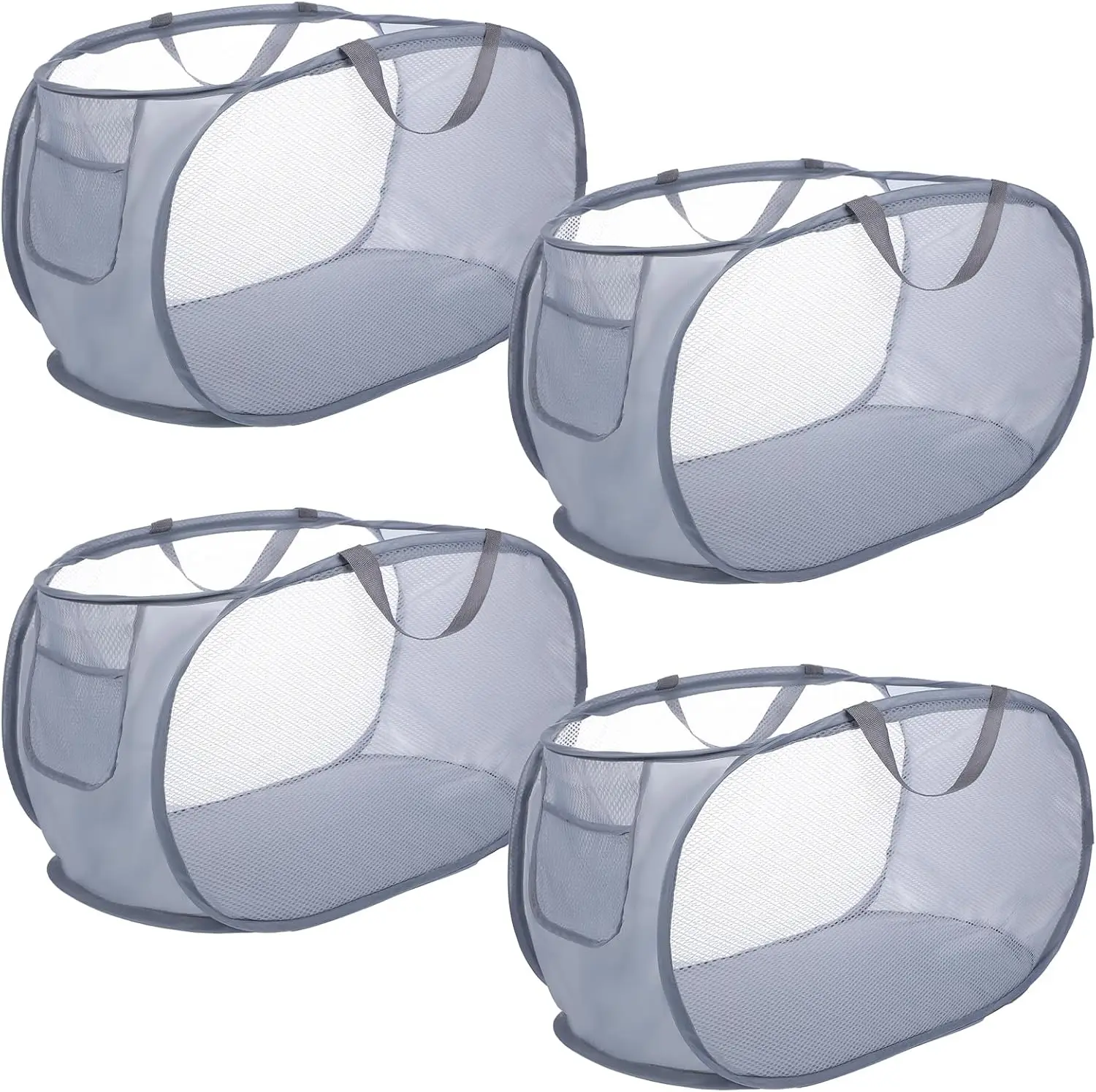 

4 Pack Pop-Up Mesh Laundry Basket,Grey Pop Up Mesh Hamper,Open Collapsible Laundry Baskets with