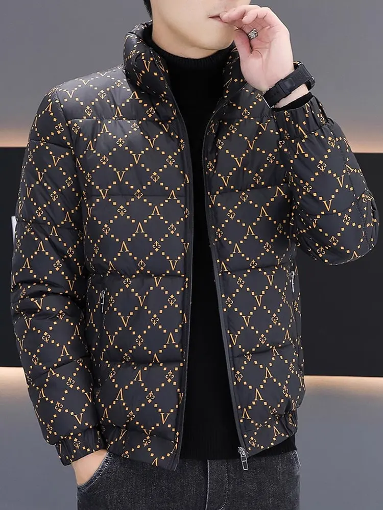 

Мужская зимняя хлопковая куртка с воротником-стойкой, повседневная свободная модная теплая брендовая длинная молния из полиэфирного волокна све