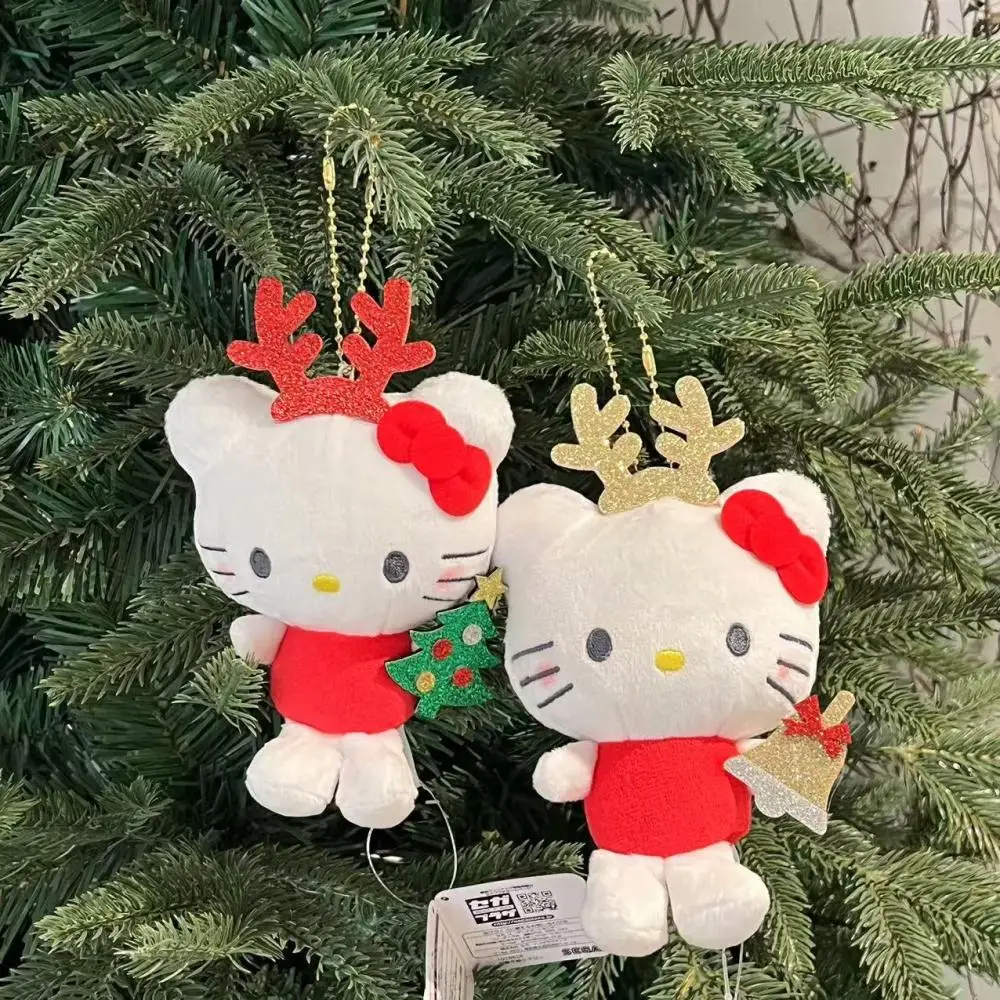 Sanrio Hello kitty Christmas Plush doll Plush Key buckle Christmas tree decoration Cartoon periphery Children Toy Holiday gifs