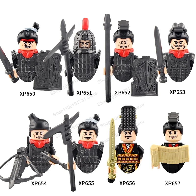 Figurines de guerre historiques chinoises Moc, armée de terre cuite, épée, mini-modèles DIY, blocs de construction DIY, jouets pour garçons, cadeau, nouveaux Juguetes KT1090