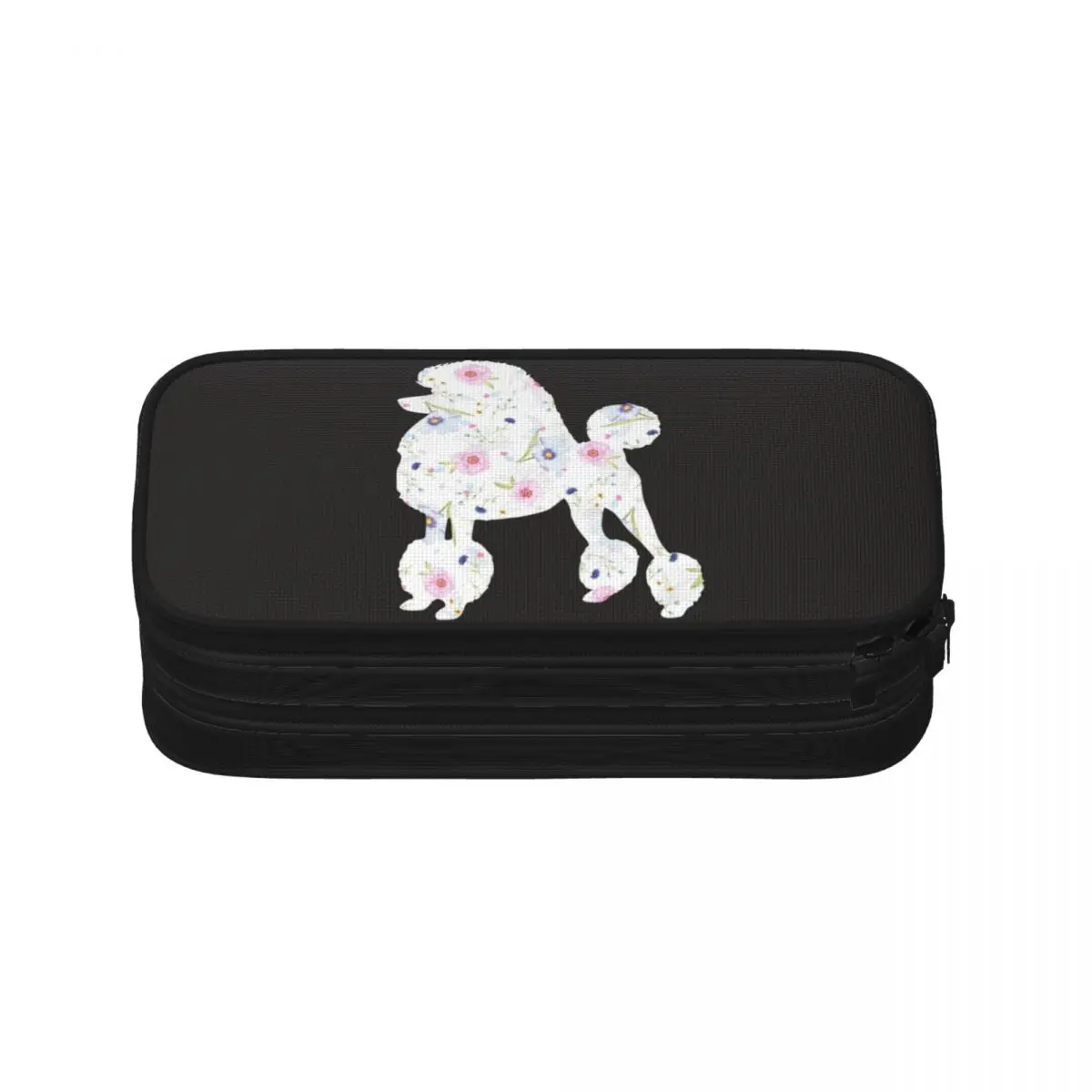 Imagem -03 - Poodle Floral Lápis Cases Grande Capacidade Caneta Bolsas Caixa de Caneta Bolsa de Lápis para Meninos Meninas Estudantes Papelaria Escola Escritório