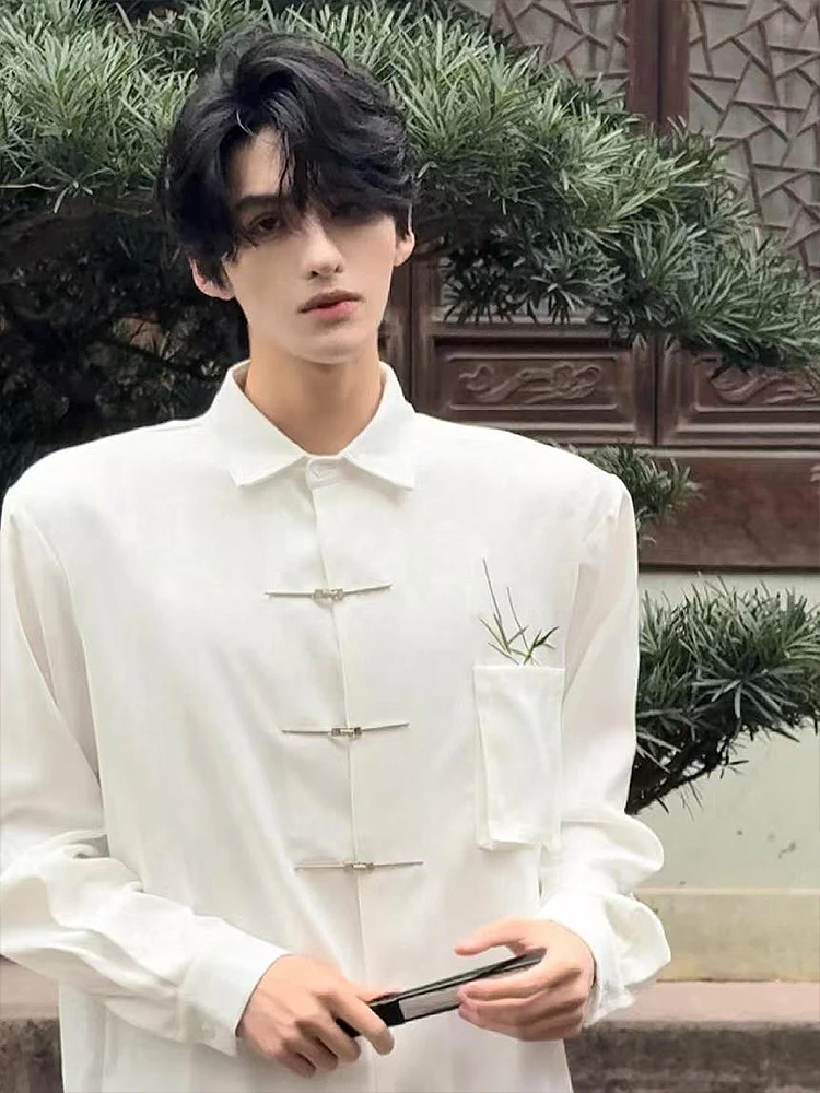 

Новая китайская мужская удлиненная куртка с вышивкой, белая, весна-осень, высококачественная верхняя одежда