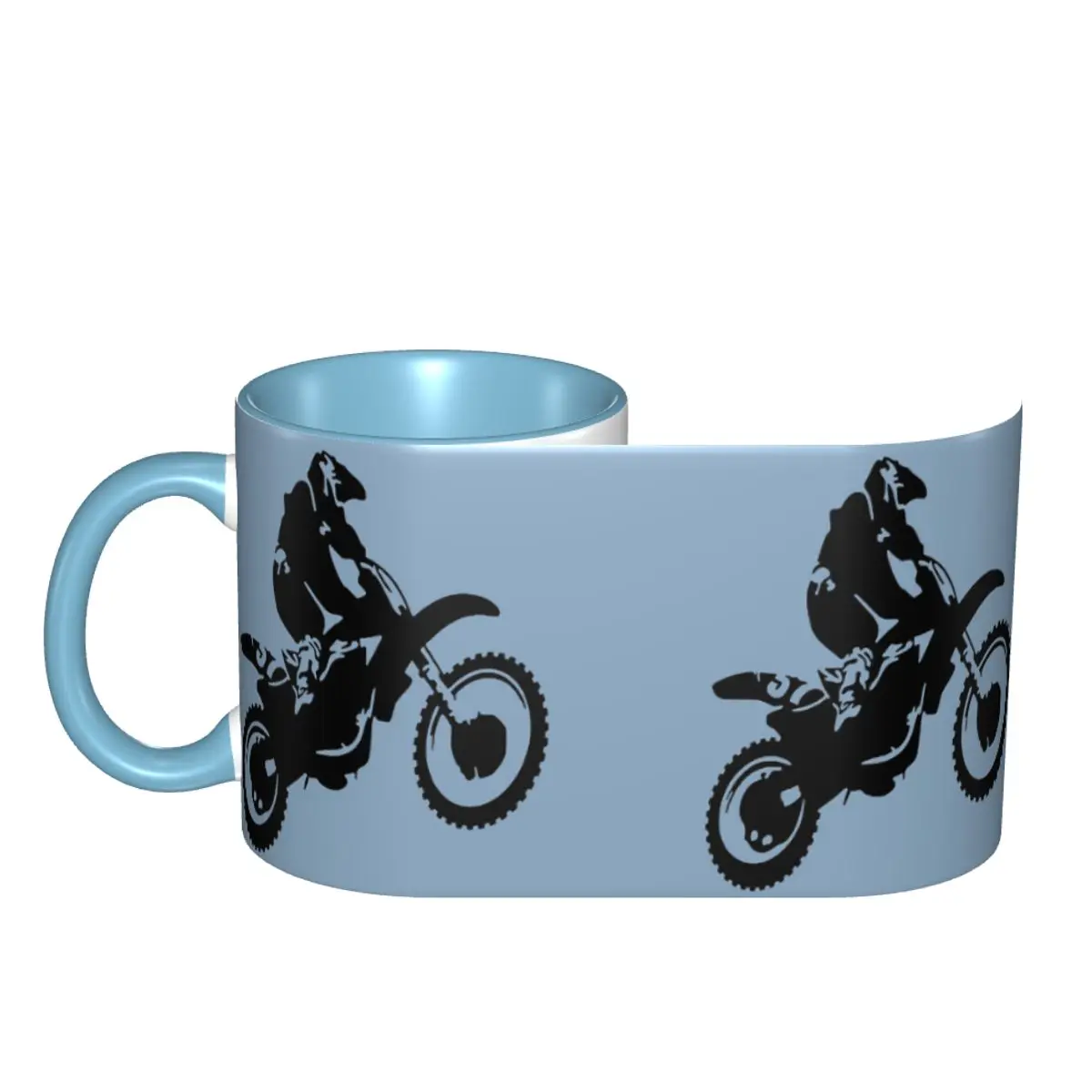 Moto X Dirt Bike Monotone Vector Art Mug Funny Ceramic Coffee Cups Tea Mugs Milk Cup Drinkware Gifts for Friends DIY Custom