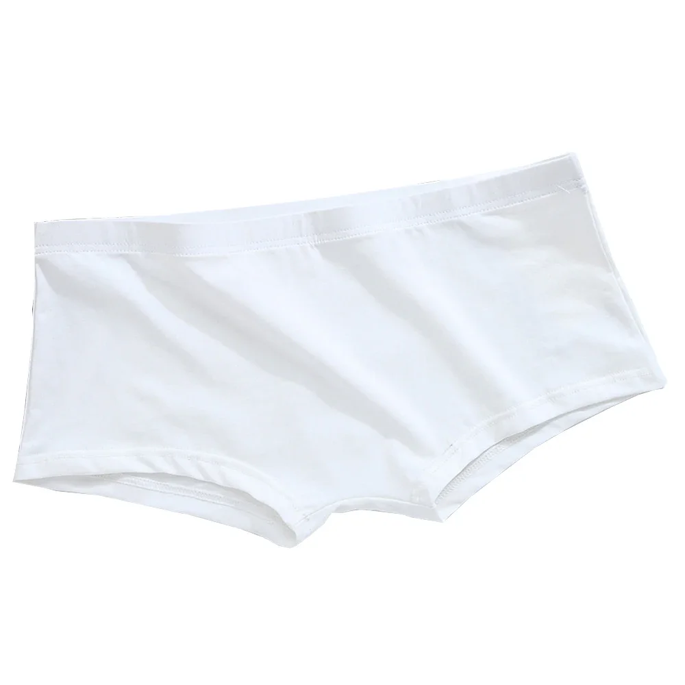 Large Size Lingerie Comfortable Cotton Men's Boxer Shorts Low Waist Breathable Bulge Briefs (White/Black/Yellow)