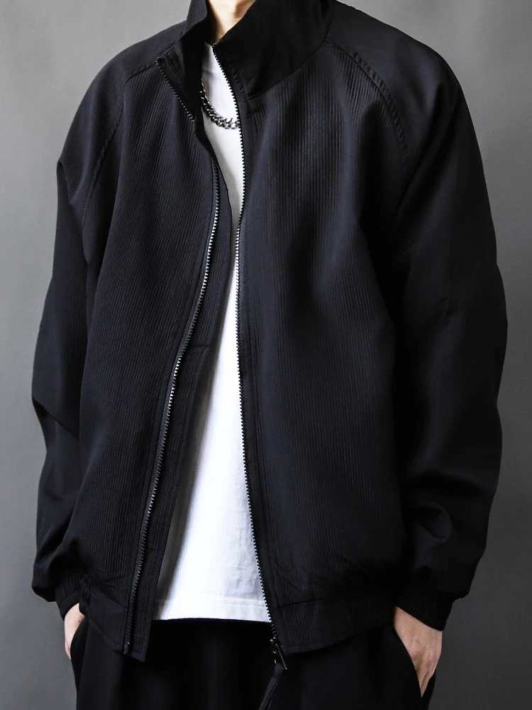 

Loose Casual Men's Jaet Stand Collar Retro Workwear Spring Autumn Bla Faionable Versatile New 2025 Sle Youth Zipper