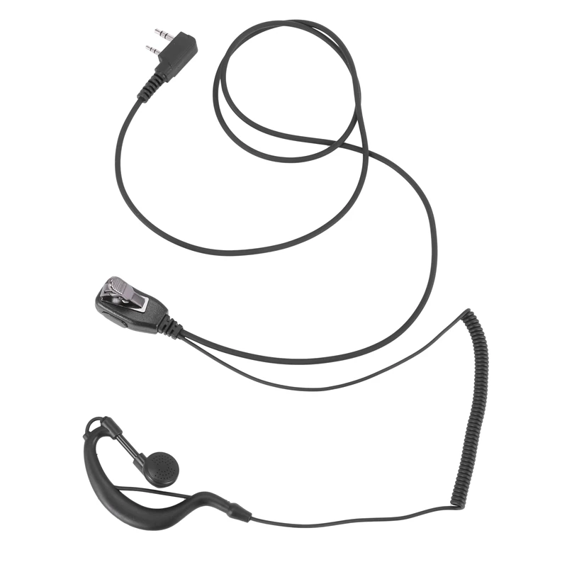 2Pin G Shape Earpiece PTT MIC Ear Hook Headset For Kenwood Puxing Wouxun Baofeng Radio