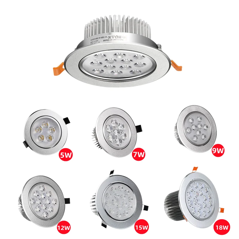 Dimmable LED downlight spot light 3W5W7W9W12W15W18W COB Ceiling light AC85-265 Living room interior lighting bulb