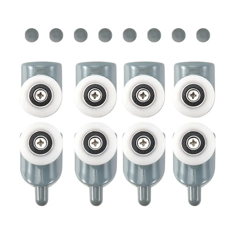 [ABFI!】 8Pc Shower Door Castors Rolls Shower Door Rollers Sliding Door Roller Guide Shower Spare Parts Glass Door Pulleys Wheels