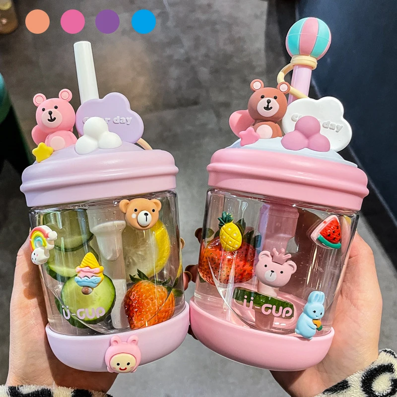 

Water Bottle For Girls Free Shipping Items Cute Travel Mug Wholesale Portable Sport Drink Cup 470ml BPA Free Tumbler With Straw