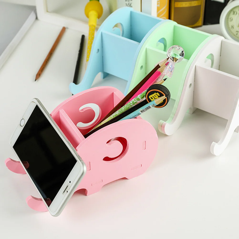 

Elephant Shaped Pen Holder Green Multi-Functional Phone Stand Desktop Organizer Pencil Holder Cellphone Mount Office Use