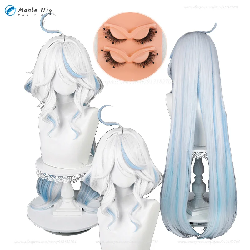 

100cm Focalors Genshin Cosplay Cosplay Focalors Anime Cosplay Wigs Hair Heat Resistant Synthetic Wig + Wig Cap
