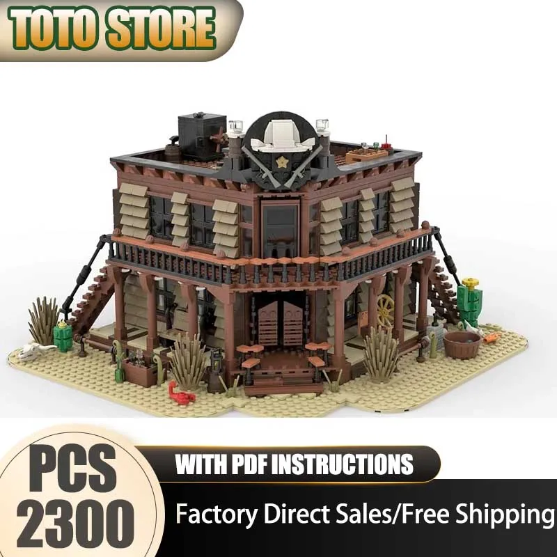 Moc Building Bricks Western Saloon Technology Modular Block Modular City Building Model Christmas DIY Toy Holiday Gifts