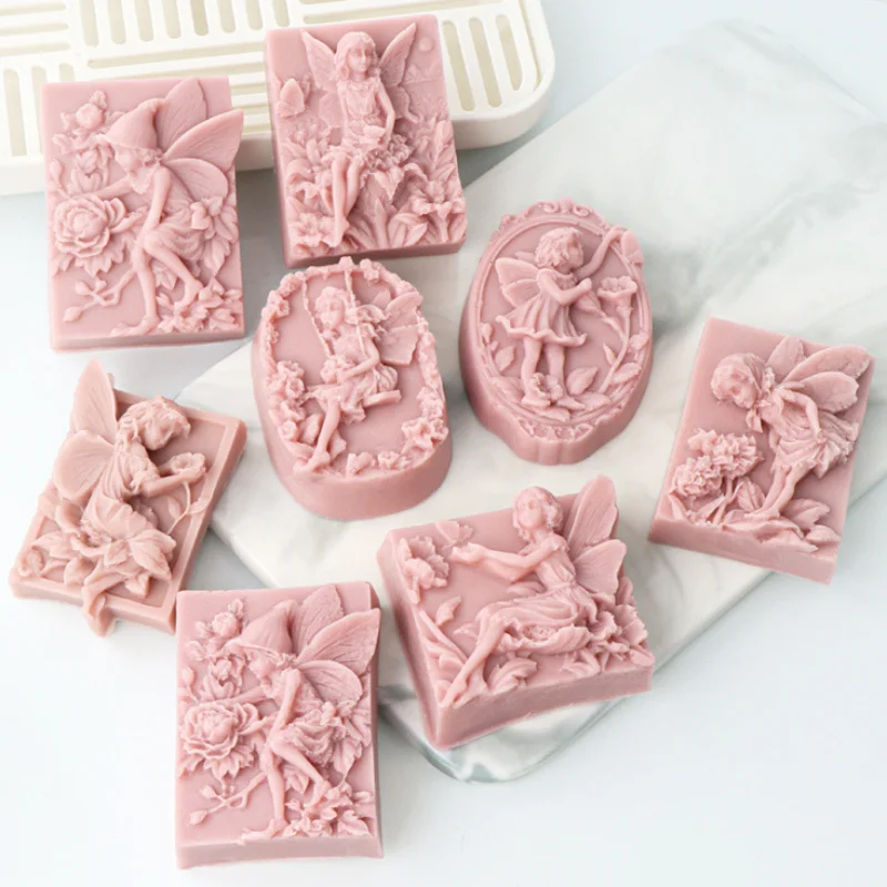 Flower Fairy Silicone Soap Mold DIY Elf Angel Girl Candle Resin Plaster Making Tool Geometry Chocolate Mould Home Decor Gifts