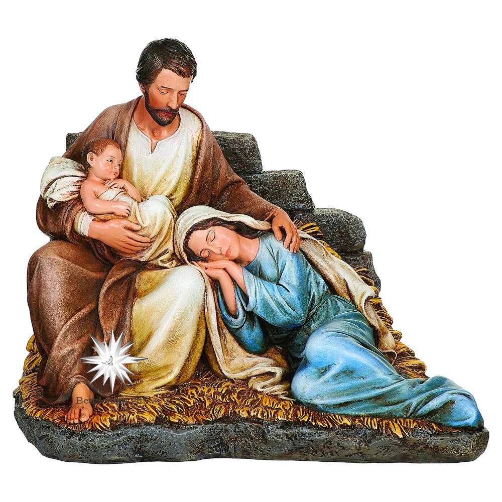 17cmH Christmas Figurines Decorations Holy Family Statue Figurines Holiday Sculpture Tabletop Scenes Festival Gift Home Decor