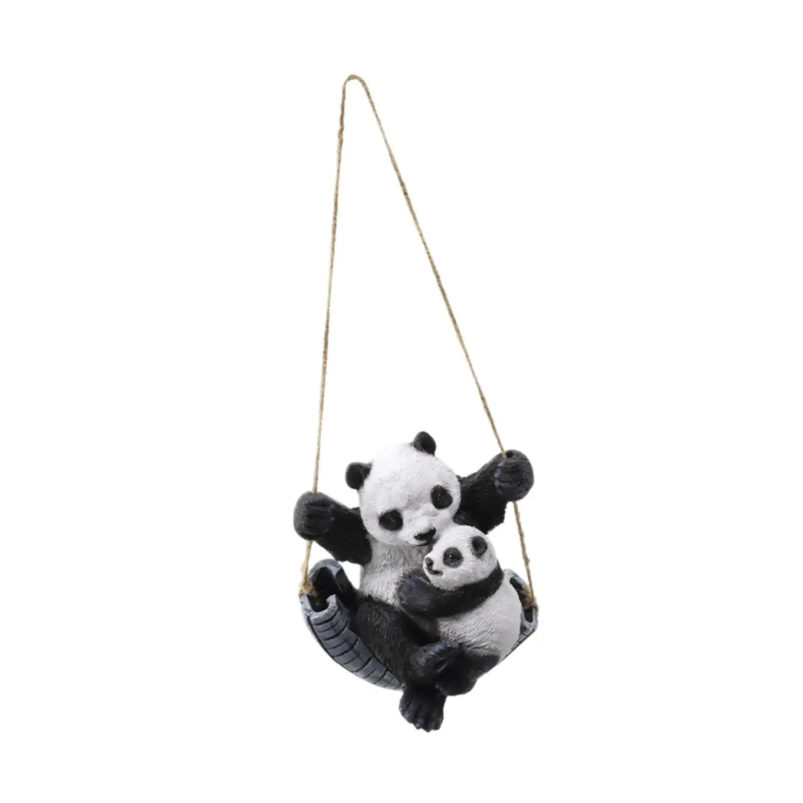 Hanging Panda Sculpture, Garden Statue, Cute Decoration, Animal Figurine Resin Ornament for Yard Fence Lawn Pond Indoor