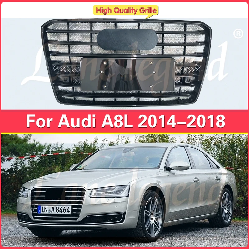 Car Styling Accessories Tools Front Bumper Grill Center Grille for Audi A8 D5 2014 2015 2016 2017 2018 W12 Grill