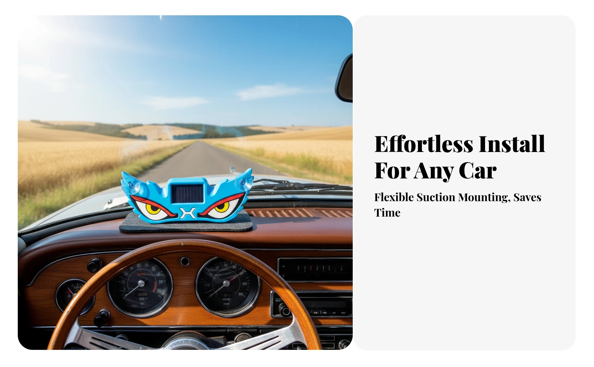 Evil-eye Shaped Suction Cup Car Light Solar Ambient Lighting for Automobile Cabin Personalization