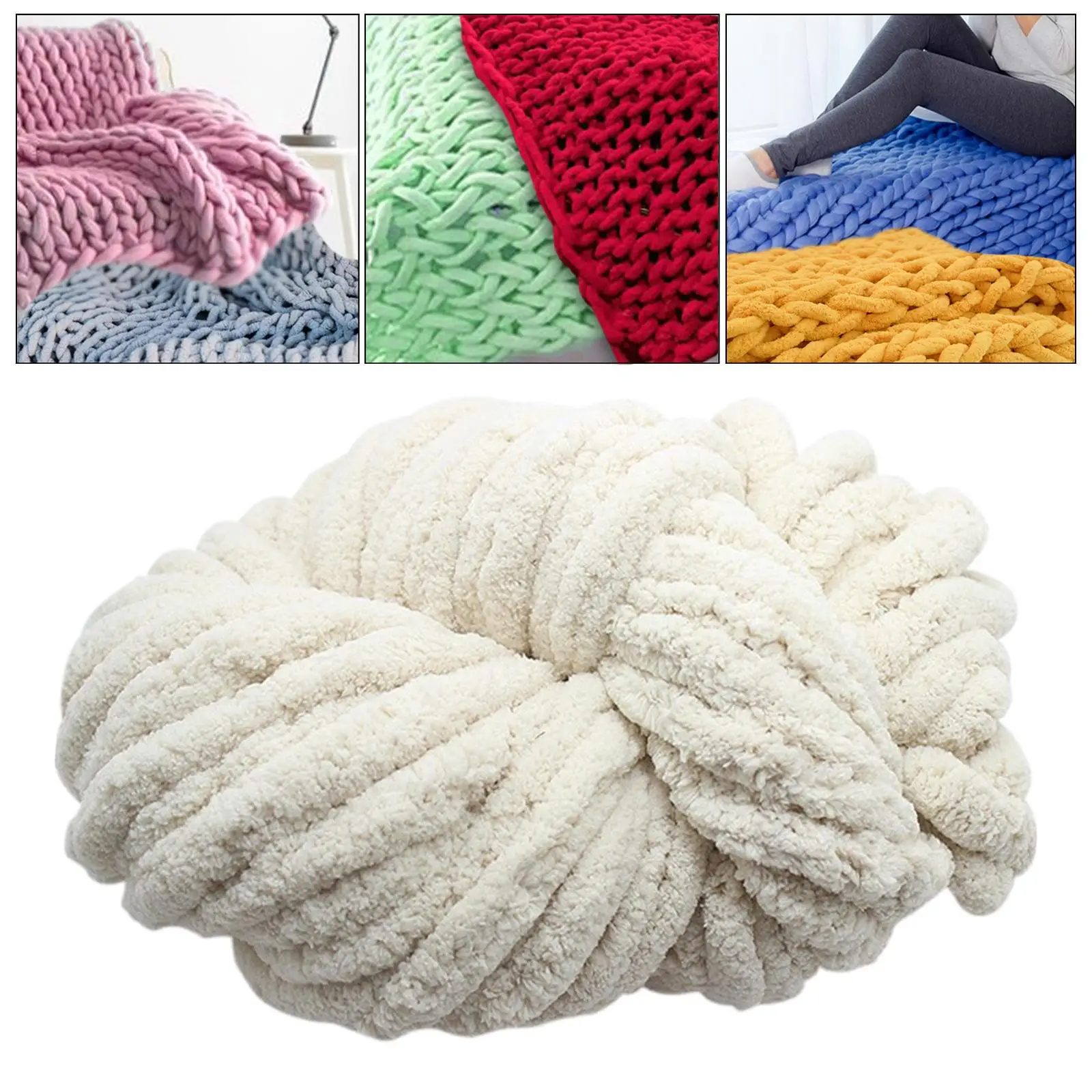 Chunky Chenille Yarn Jumbo Washable Soft Plush Yarn Giant Gauge 7 Bulky Yarn for Hand Knitting Blanket Scarf DIY Crafts Crochet