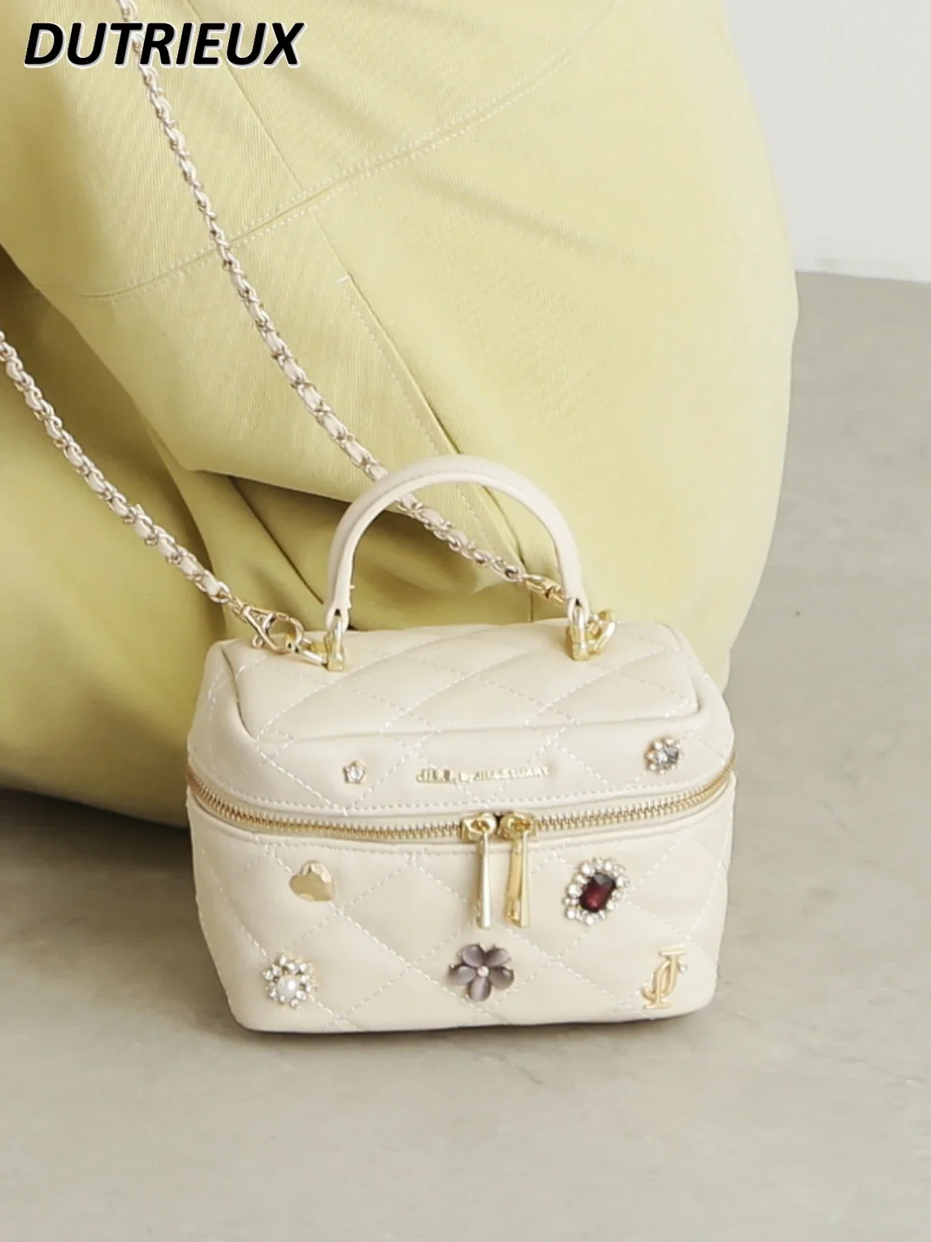 Japanese Style New Women's Handbag Shoulder Chain with Diamond Mini Cosmetic Bag Female Sweet Cute Crossbody Bags for Ladies