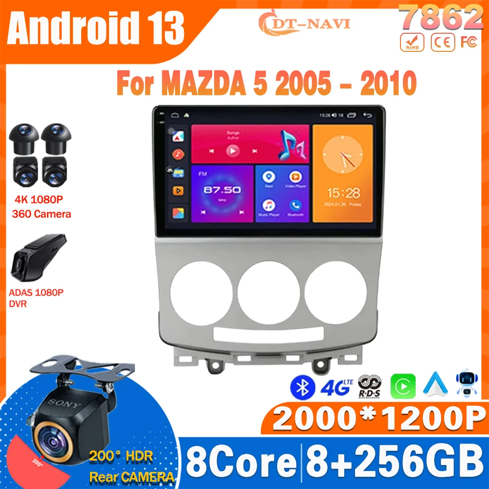 

Car Radio For MAZDA 5 2005 2006 2007 2008 2009 2010 Multimedia Video player Navigation GPS Android 13 NO 2Din Carplay 4G WIFI