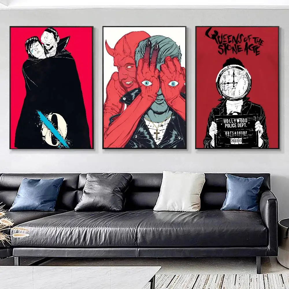 Classic Band Q_Queens of the Stone Age red Posters HD Print Vintage Wall Art Decor for Home Study Room