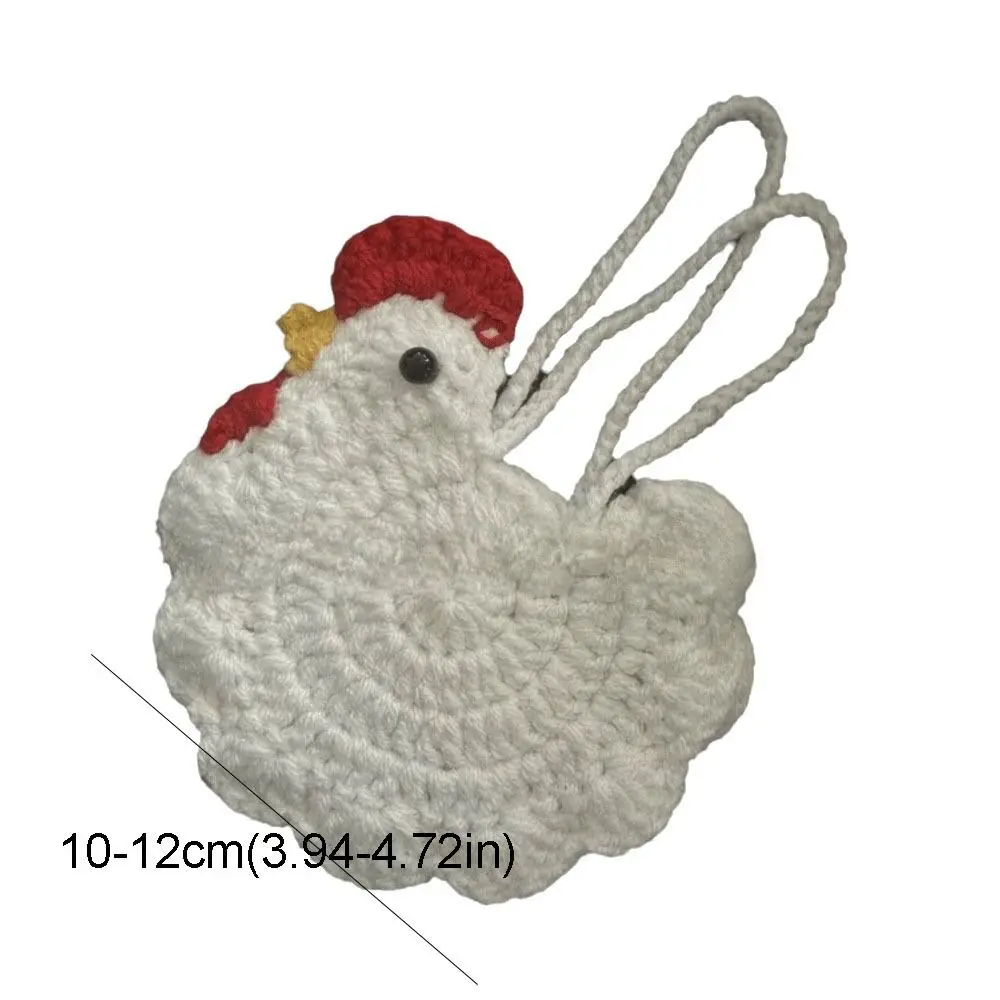 Cute Cartoon Chicken Coin Purse Crochet Woven Gifts Bag Handmade Headphone Bag Knit Crochet Handbag Party view 5