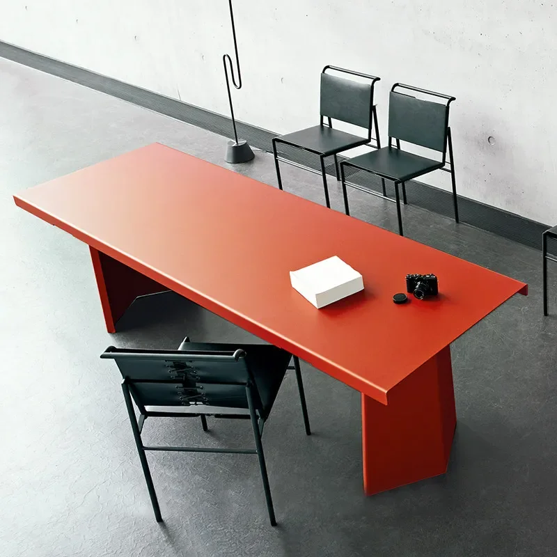 Metal Modern Dining Table Desk Creative Painting Rectangle
