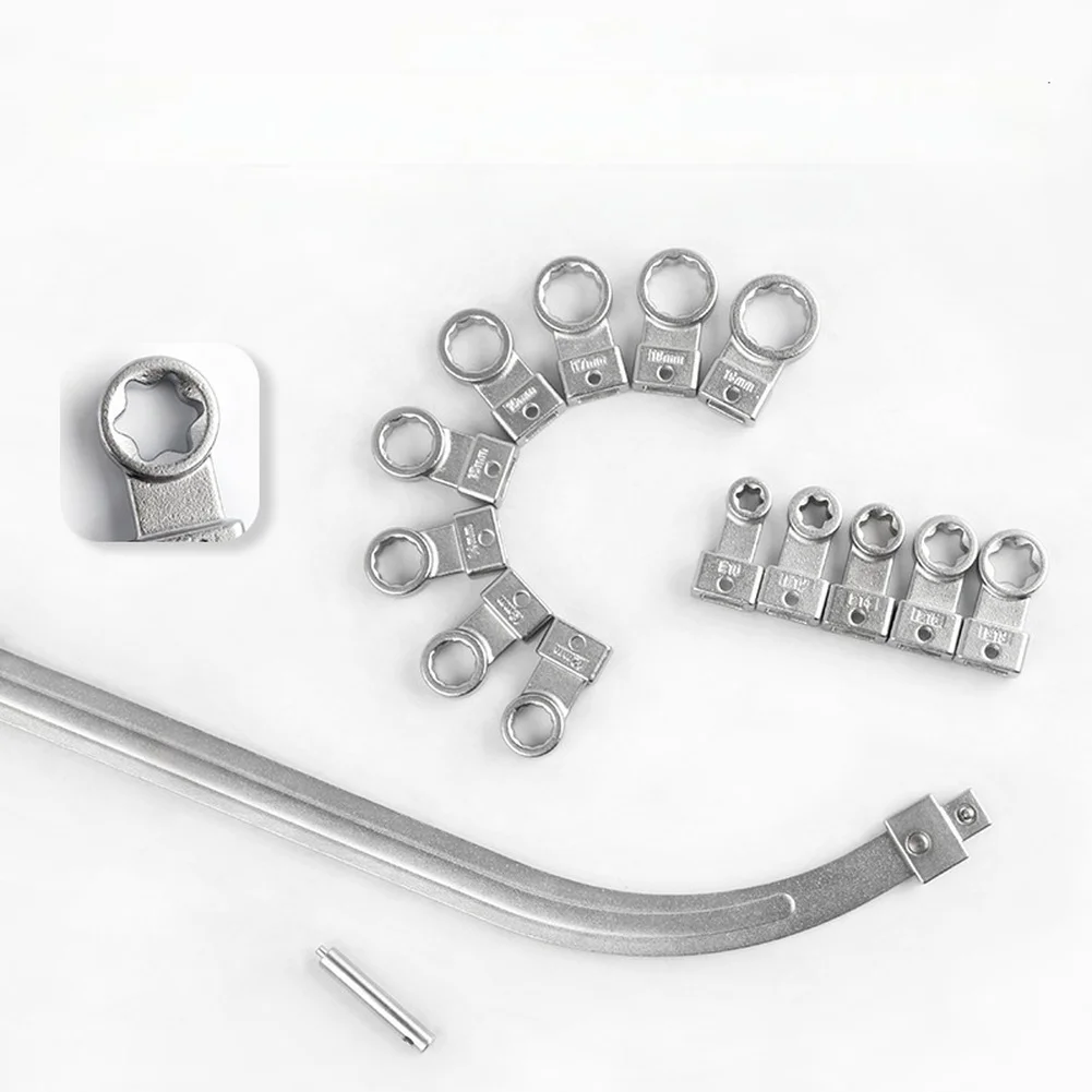 Belt Pulley Tool Silver for fan Wrench Set for Easy Storage 15-piece Set 5 for e-type Heads 8 Hex Sockets 12-point Hex Design