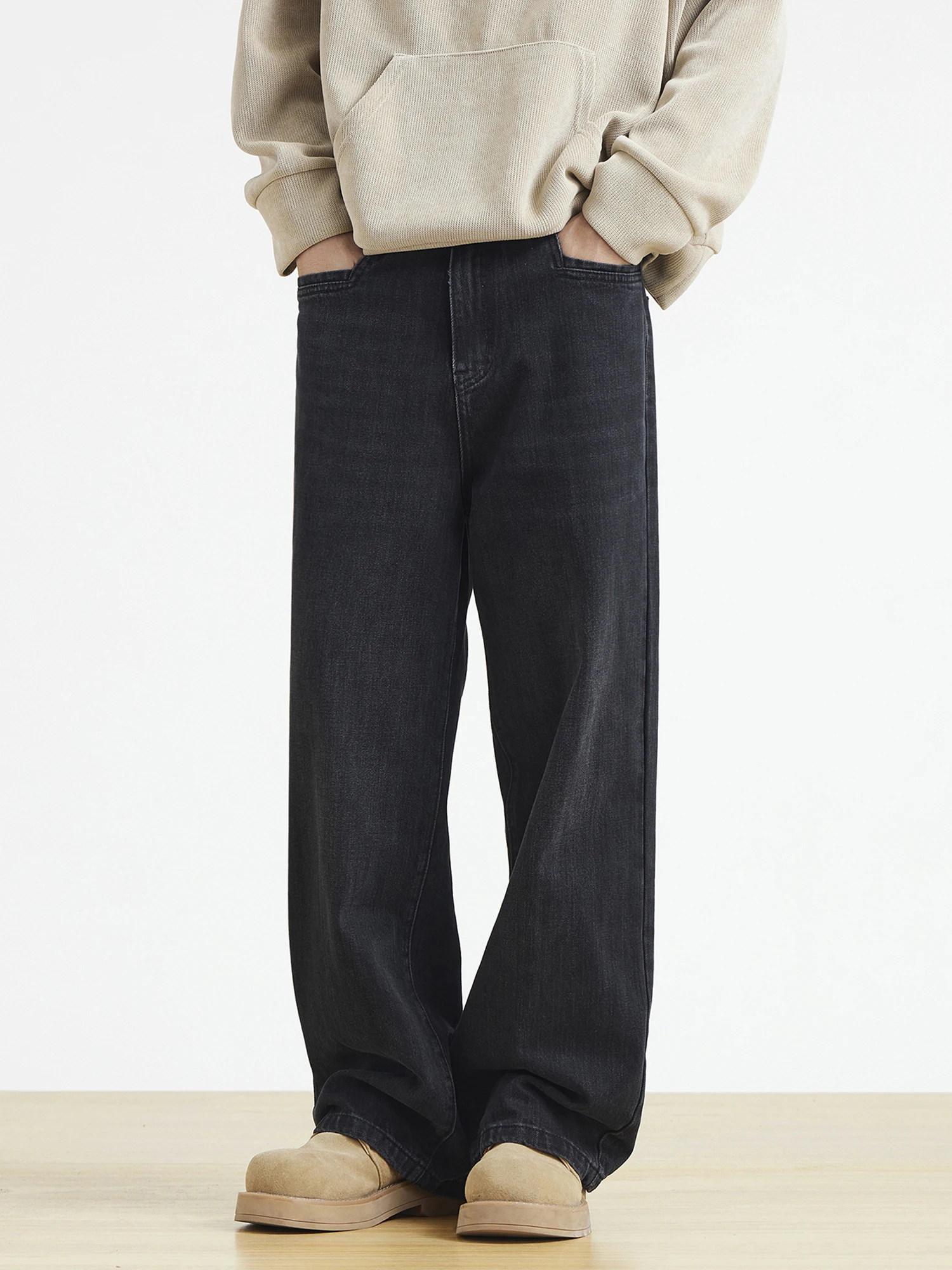 

Мужские широкие джинсы прямого кроя Американские винтажные брюки Cleanfit Повседневные свободные джинсовые брюки Bootcut со средней талией на молнии Cl...