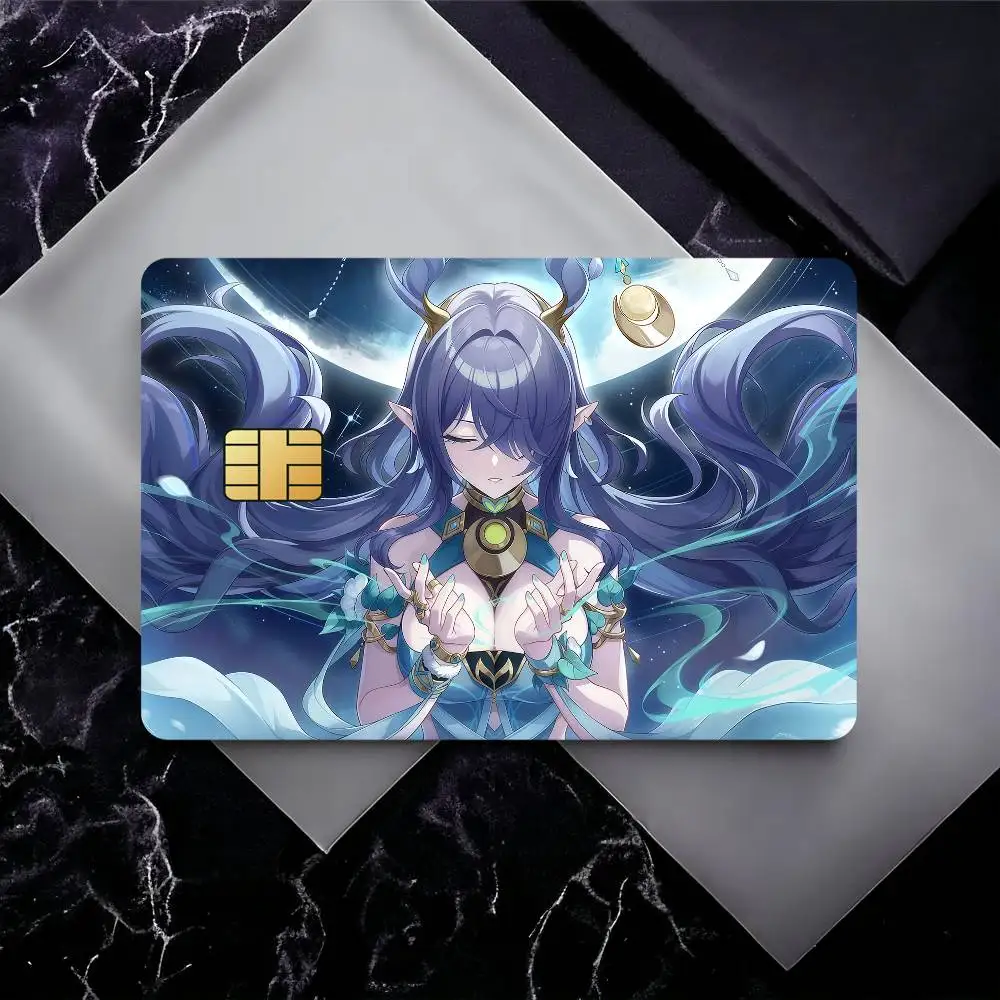 Game Genshin Impact Lauma Poster Film Skin Cover Credit Card Stickers 4PCS Debit Front Decoration Bank Bus Pass Waterproof