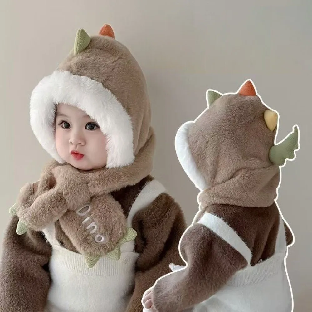 

New Integrated Hat Scarf Set Warm Windproof Pullover Cap Dinosaur Coldproof Ear Protection Hat for Outdoor Cycling Skiing