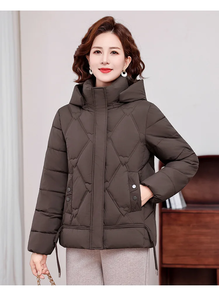 Winter Warm Thick Hooded Puffer Coat for Women L-4XL Windproof Russian Cold Weather Snow Jacket Middle Aged Mom Outerwear Cozy