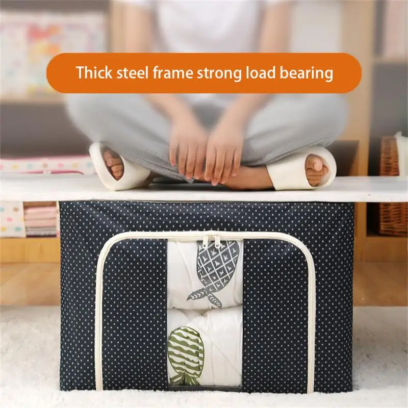 Clothes Storage Box Durable Foldable 40×30×20cm Oxford Cloth Home Storage Container Classic Waterproof Steel Frame Storage Boxes