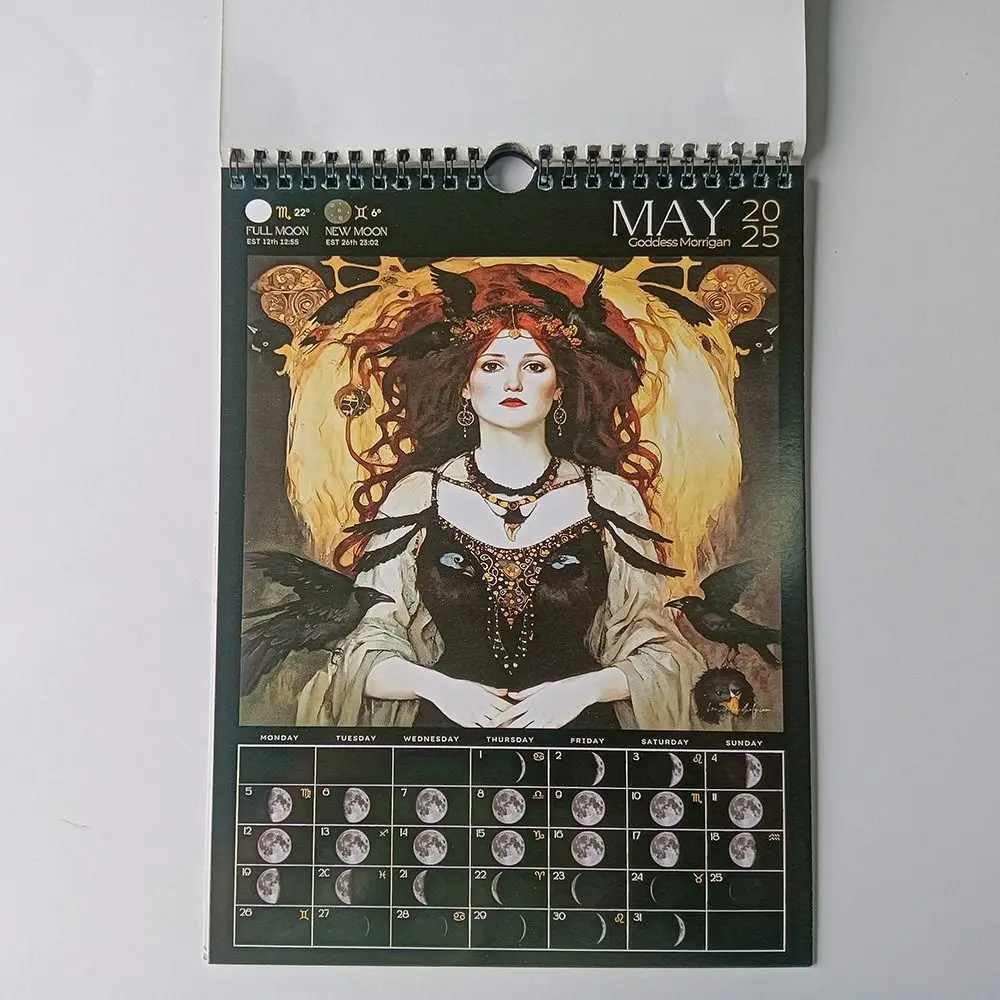 Daily Weekly Monthly Planner 2025 Calendar Hangable Dark Goddess Wall Calendar Paper Dark Goddess Lunar Calendar Gift