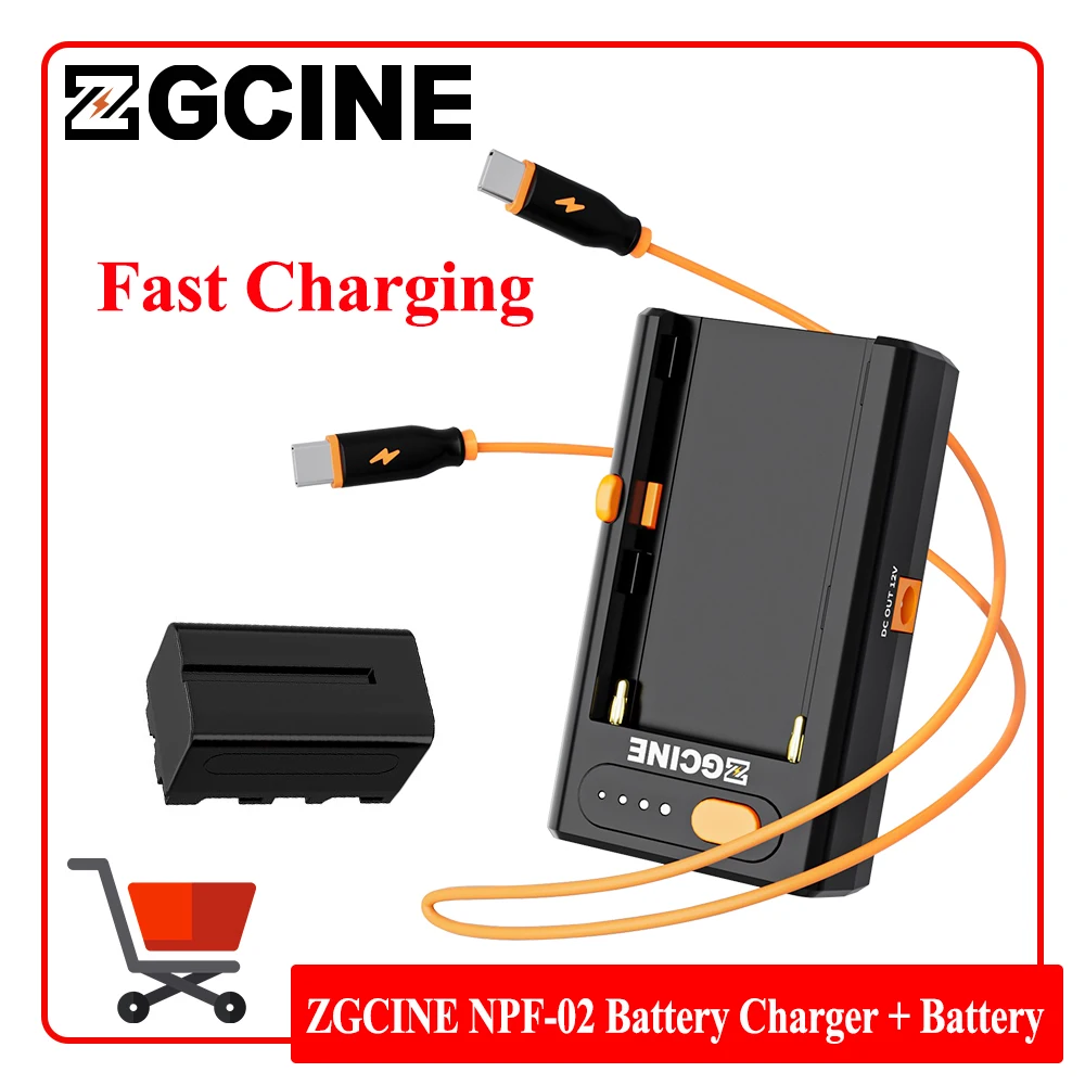 ZGCINE NPF-02 Battery Charger PD Fast Charging for Sony NP-F970 NP-F750 F550 Battery