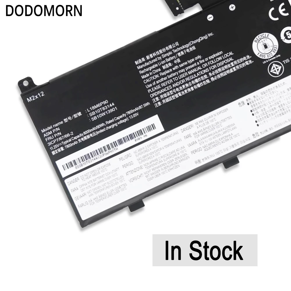 Imagem -05 - Dodomorn-bateria para Notebook Lenovo Thinkpad P53 Series 8000mah L18m6p90 5b10w13901 Sb10t83144 11.25v 90wh