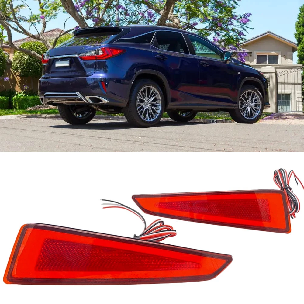 2pcs Rear Bumper Reflector Red LED Tail Brake Lights For 2016-2020 Lexus RX350 RX450h