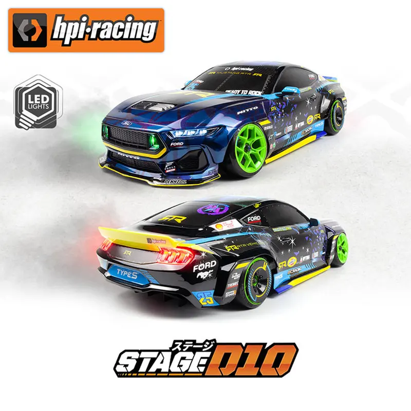 Hpi Racing Stage D10 1/10 Ford Mustang Remote Control Drift Car Led Light Electric Racing Vehicle
