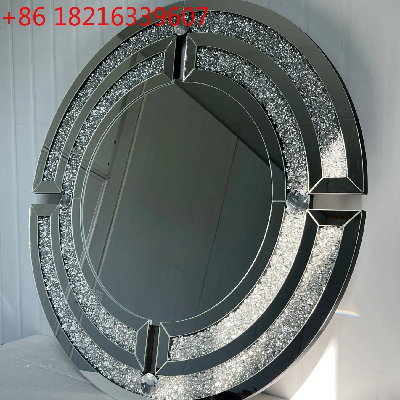 YAO round dressing mirror, Venice wall diamond hanging with small diamonds, decorative mirror with small diamonds, simple
