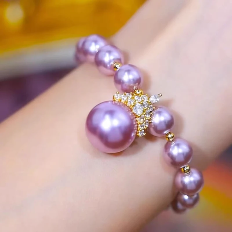 

Zircon crown purple bead bracelet, exquisite atmosphere, elegant light luxury, high-end bracelet.