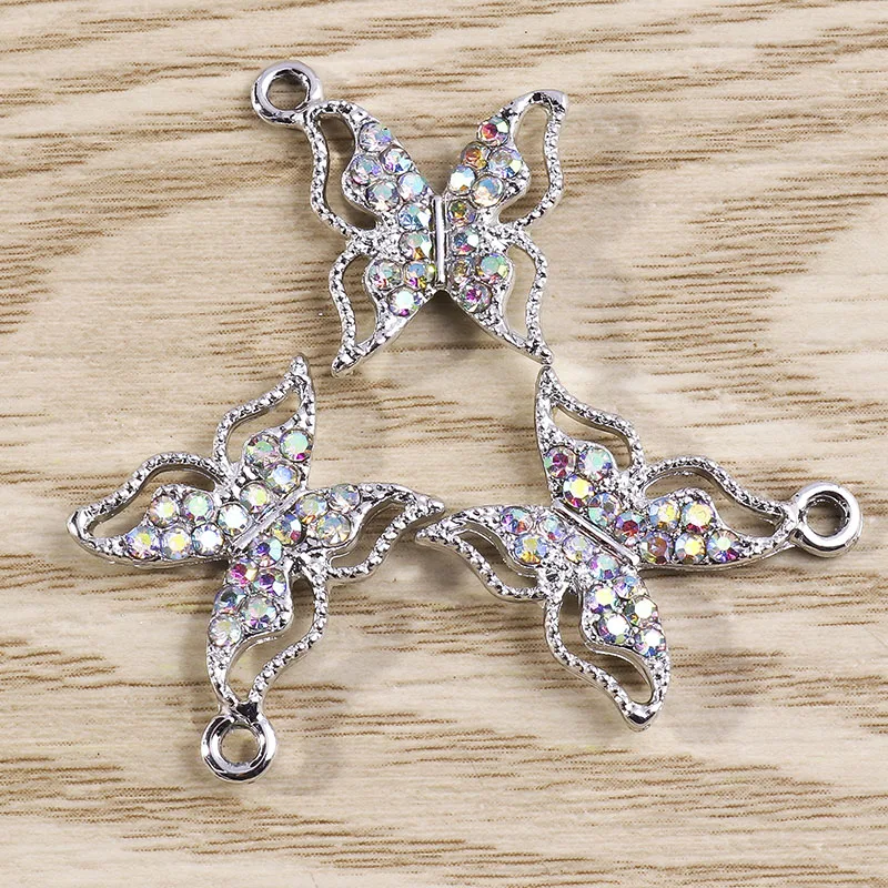 Tusember 10 Stück exquisite Schmetterlingsanhänger in Goldfarbe, Kristall-Schmetterlingsanhänger für die Schmuckherstellung, modische Ohrringe, Halsketten, DIY – Detail 5