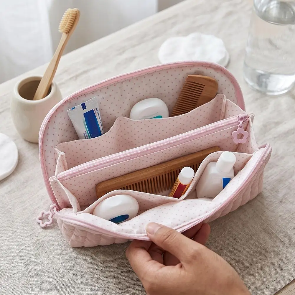 Large Capacity Striped Pencil Pouch Multi Pocket Zipper Stationery Bag School Travel Makeup Storage Case