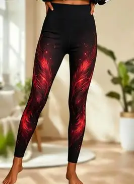 Women's Mid Waist Fleece Lined Leggings Galaxy Glowing Butterfly Print Slim Fit Stretch Long Pants - view 3