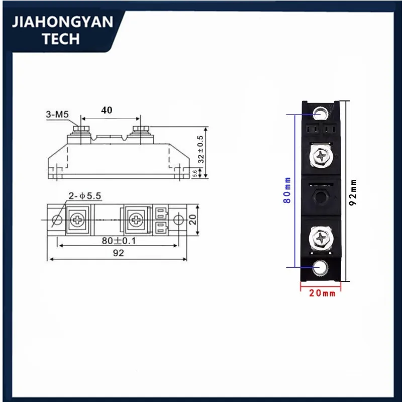 Enkelkanaals Anti-Reverse Diode Md55a 1600V Dc Circuit Anti-Achteruitlading Anti-Tegenstroom Md25 40 55 70 90 100 110-16