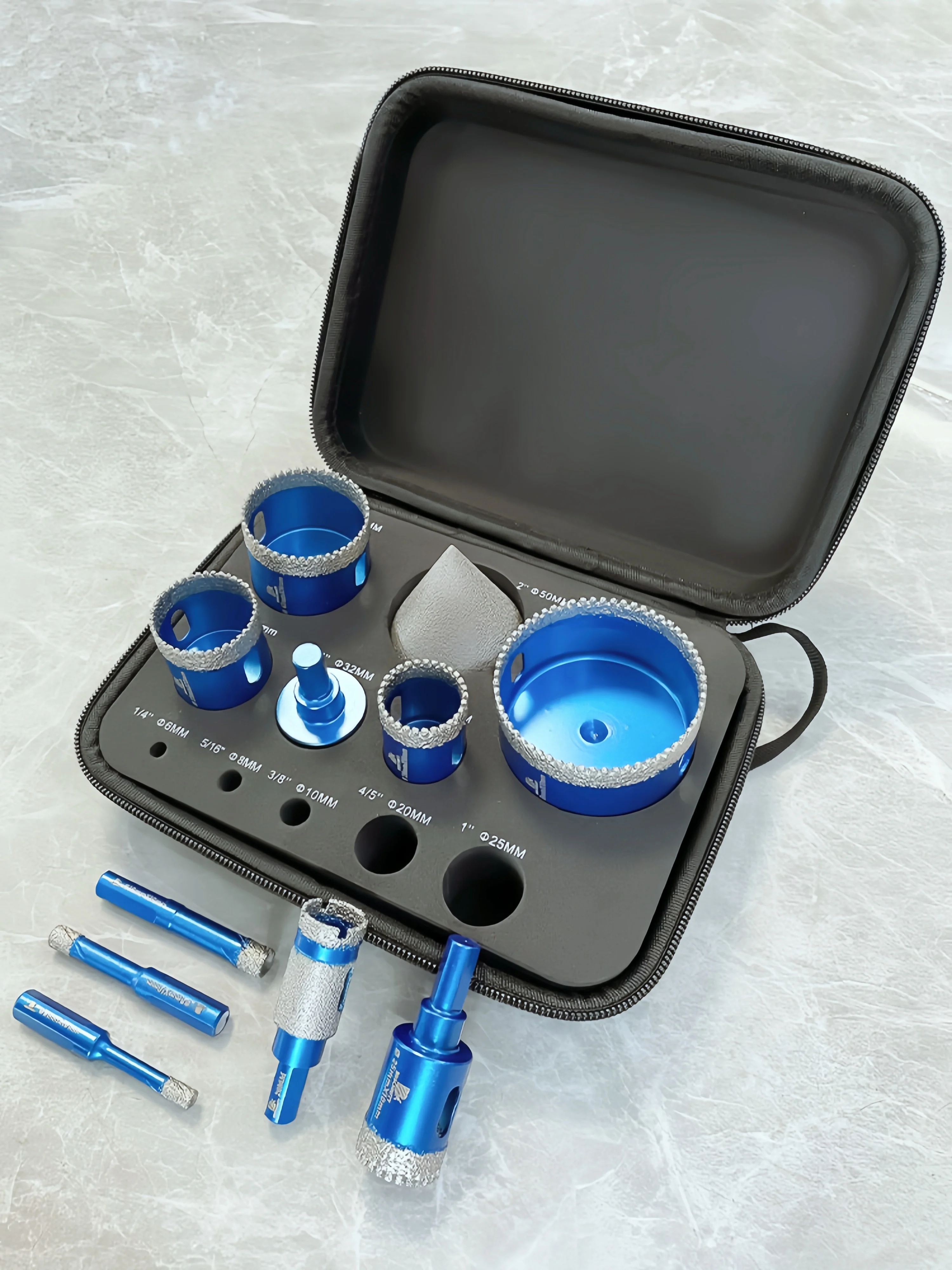 

BRSCHNITT Diamond Drill Bits Set for Ceramic Marble Granite Chamfer bit Drill Milling Bit 11pcs Hole Saw Drill Core Bit
